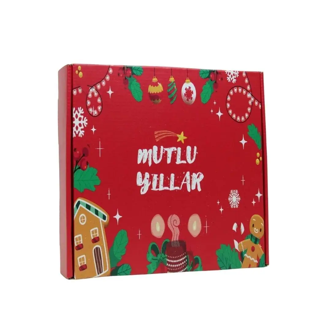 Plastik Kulplu Yeni Yıl Hediye Çantası 23x23x5 cm