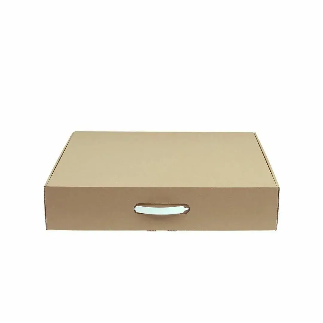 Plastik Kulplu Esmer Çanta Kutu 37x32x10 cm
