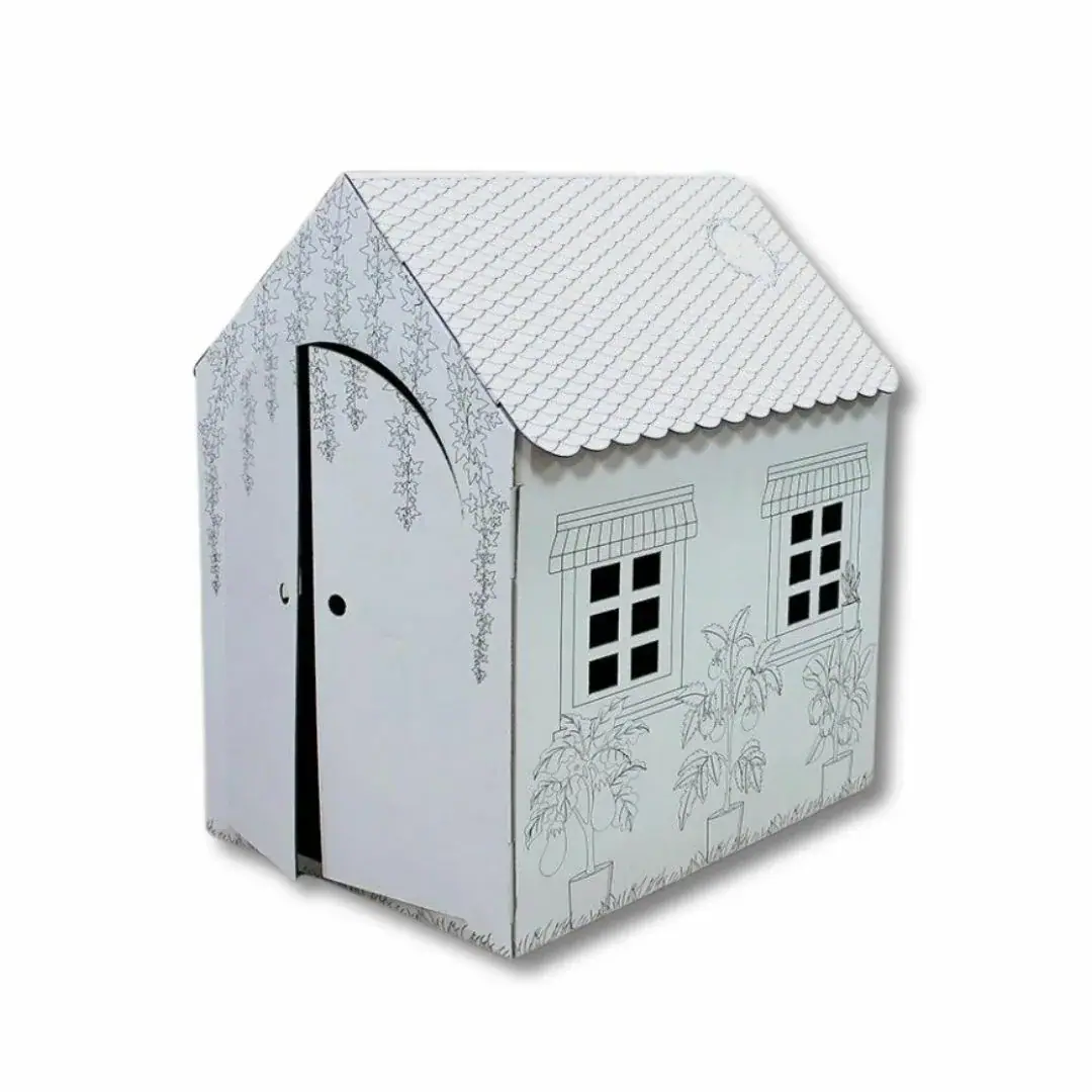 Boyanabilir Karton Oyun Evi Büyük Beyaz 85x65x100 cm