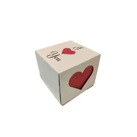 Kalp Kesimli Kapaklı Kutu 16x16x15 cm