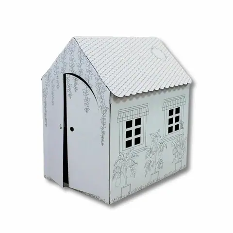 Boyanabilir Karton Oyun Evi Büyük Beyaz 85x65x100 cm
